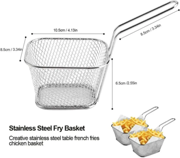 8/16/40Pcs Mini Panier à Frites Rond Individuels en Acier Inonxydable Plats de Service à Frites Idéal pour Cuisine (8Pcs)