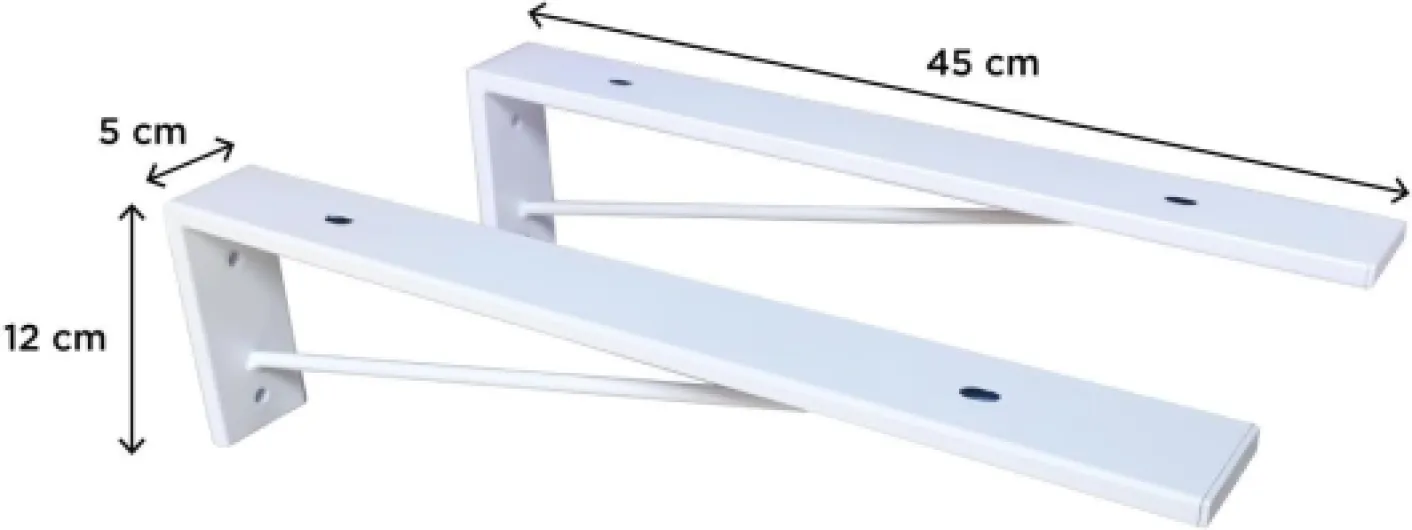 MOB-IN Lot de 2 équerres de fixation invisible pour plan de travail Blanc