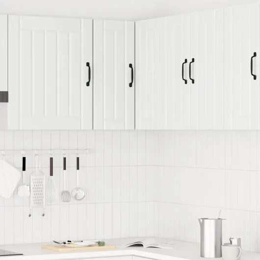 Tomostar Meuble d'angle Haut de Cuisine, Armoire Suspendue Cuisine Armoire d'angle Murale Lucca Blanc Bois d'ingénierie 57 x 57 x 60 cm