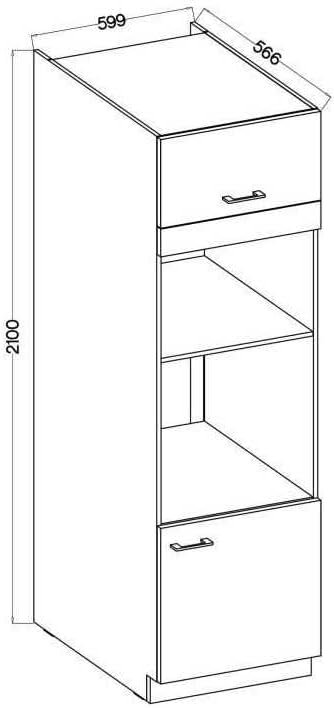 Colonne Four Micro-Ondes - Modena - 60 cm - 2 Portes - Chene Artisan et Noir Mat