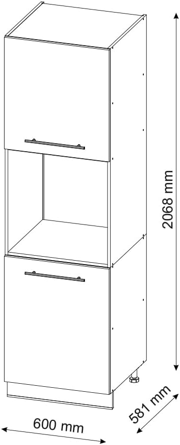 Meuble pour Four Fame-Line, Blanc Haute Brillance, 60cm avec étagères Ouvertes, à Combiner avec d'autres modules de la série Fame-Line White High Gloss/White Meubles de poêle haut 60 cm