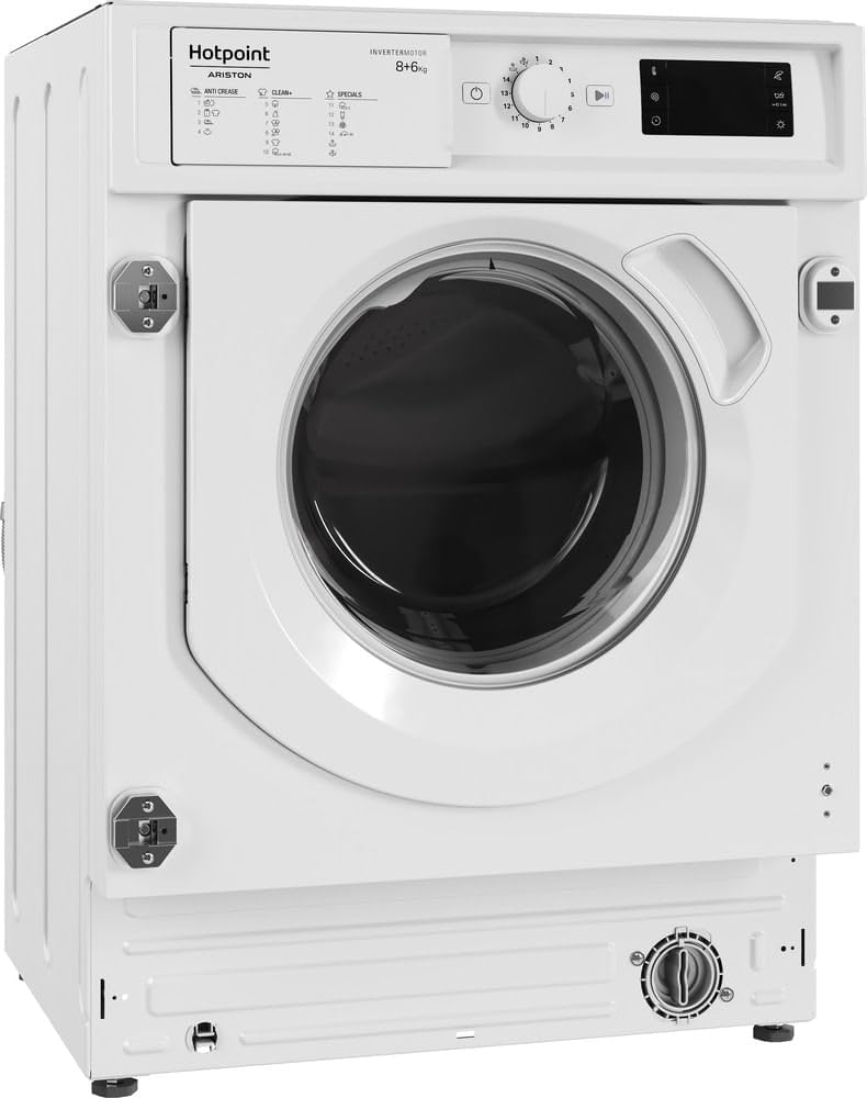 BIWDHG861485EU Lave-linge Séchant Encastrable - Capacité 8 kg - Chargement Frontal, 1400 tr/min - Moteur Induction, Vapeur Anti-odeur - H 81.5 x L 59.5 x P 54.5 cm - Blanc
