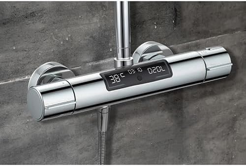 Mitigeur thermostatique EKOGEST XL avec écran de contrôle de la température et de la consommation Chromé Edouard Rousseau – Écran LCD – Sécurité 38°C – Design moderne