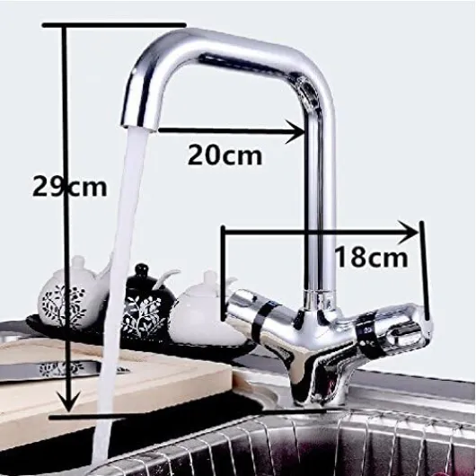Double poignée thermostatique de cuisine Mitigeur d'évier thermostatique robinet d'évier Robinet mitigeur thermostatique Robinet Robinet salle de bains