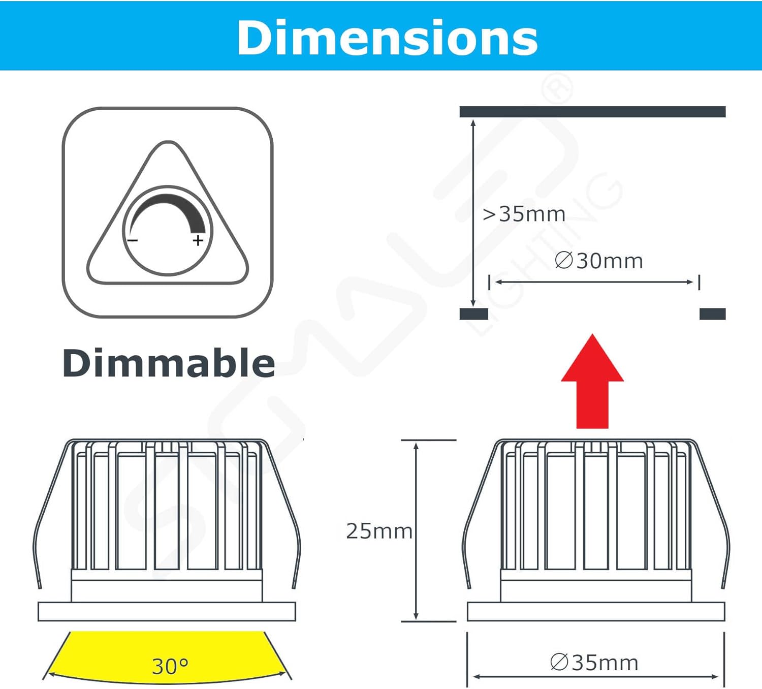 , 10x Mini Spot LED Encastrable 3W Dimmable 6000K Blanc Froid, Rond Aluminium, Ø35x25mm Trou 30mm Faisceau 30°, Plafond Meuble Escalier, 220-240V Direct, 5 boites de 2 pcs Blanc Froid 10 spots (5 boîtes de 2 pièces)