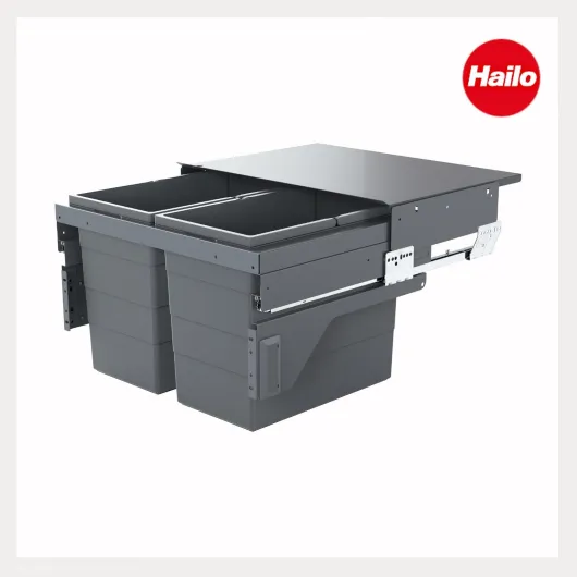 Poubelle de cuisine tri sélectif 2 bacs encastrable 60L (28+28) Hailo Cargo