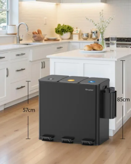 Lovewind Poubelle de Cuisine, 3 Poubelles de Recyclage de 20L,3 Compartiments pour le Recyclage et les Déchets,Boîte de Rangement pour Sacs Poubelles Incluse,étiquette magnétique,seaux intérieurs,Noir 3*20L Noir