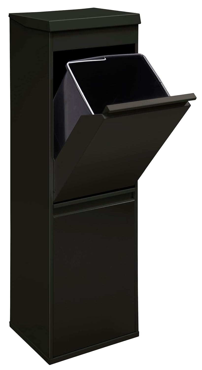 Top CR226-B Poubelle de Recyclage Cuisine 2 Bacs - 2 x 17 L (34 L) - Tri Sélectif 2 Compartiments et Plateau de Rangement Supérieur - Meuble-Poubelle 2 Seaux - Sac à Ordure - noir Top - Avec Plateau de Rangement Noir