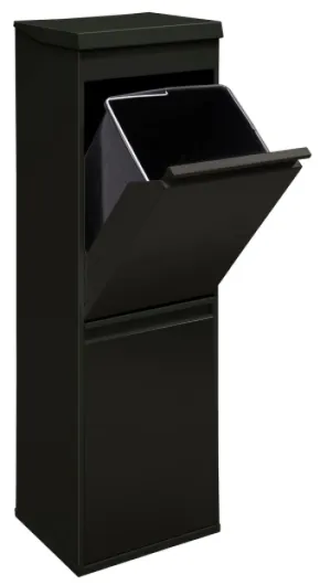 Top CR226-B Poubelle de Recyclage Cuisine 2 Bacs - 2 x 17 L (34 L) - Tri Sélectif 2 Compartiments et Plateau de Rangement Supérieur - Meuble-Poubelle 2 Seaux - Sac à Ordure - noir Top - Avec Plateau de Rangement Noir