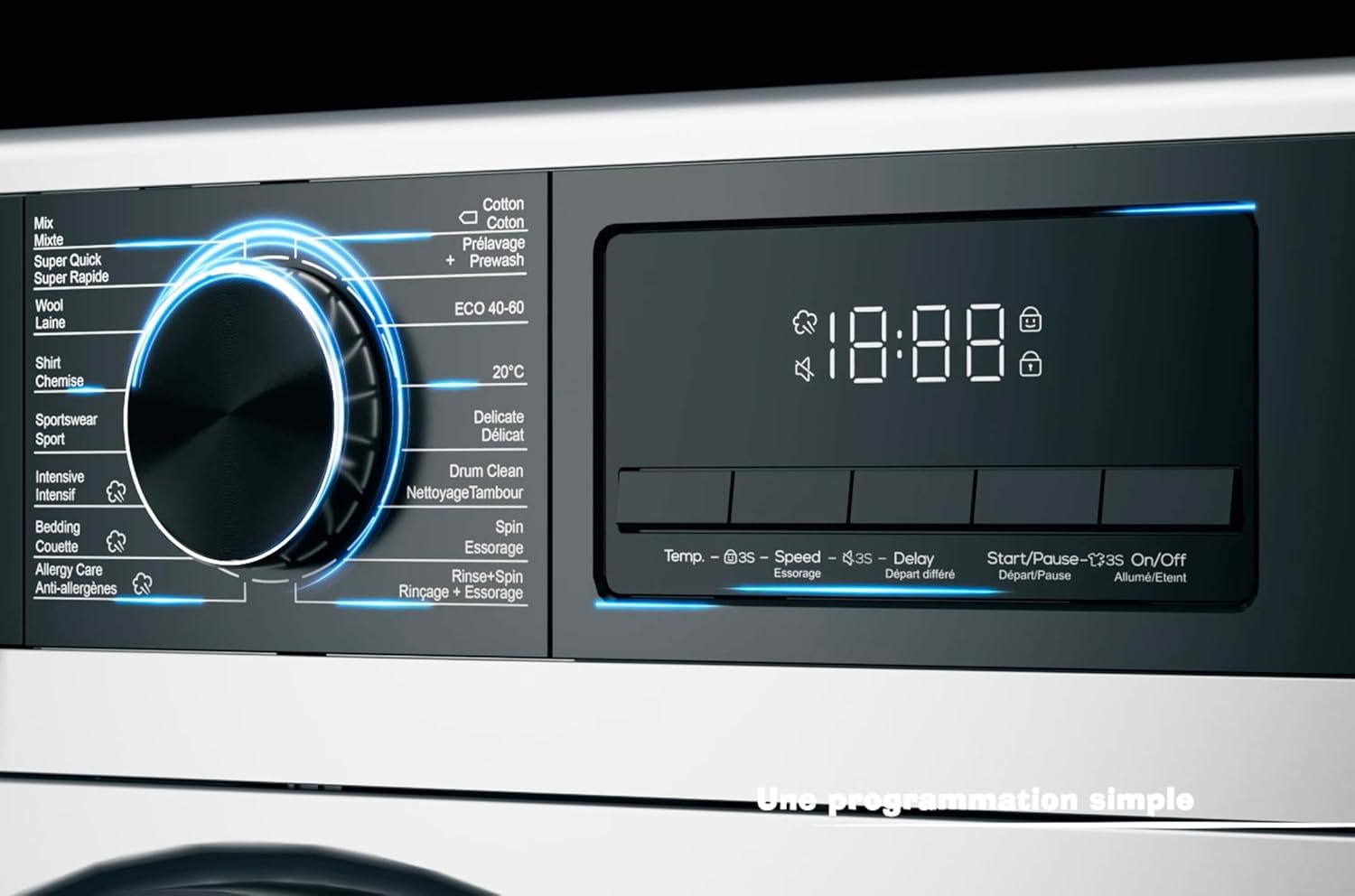 Lave-linge frontal GEDTECH GLL121400WH - 12 Kg - 1400 tr/mn - 16 programmes - Eco - Intensif - Rapide – Très Faible conso - Classe A-20% (Blanc, 12 Kg) Blanc 12 Kg