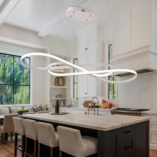Lampes Suspendues Pour îlot de Cuisine, Luminaire Suspendu à Moderne Pour Salle à Manger, Lustre à à Intensité Variable, Plafonnier à Moderne à Hauteur Réglable Blanc L100cm