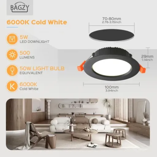 Test BAGZY Spot Led Encastrable Noir Extra Plat : des spots pas chers qui font le job, avec quelques compromis