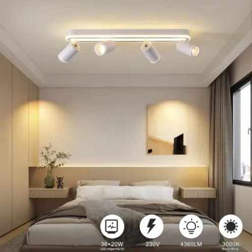 Test SANSHI Plafonnier LED 4 spots : gros éclairage pour salon et cuisine, sans se ruiner