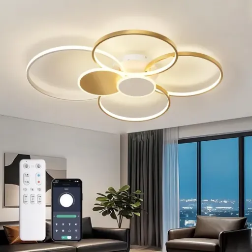 Test RRBEST Plafonnier LED Gold 100 cm : grosse lumière design pour salon sans se ruiner
