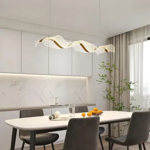 Test Lampe d'île de cuisine Wave Gold (L100cm) : une suspension LED design qui fait le job sans exploser le budget
