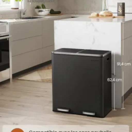 Test SONGMICS LTB60BK : la poubelle de tri 2 x 30L qui met un peu d’ordre dans la cuisine