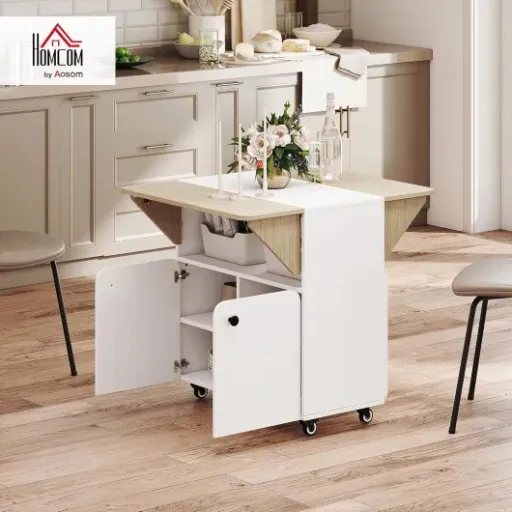 Test HOMCOM Table à Manger Pliante : petite table sur roulettes qui sauve les mini cuisines (avec quelques compromis)
