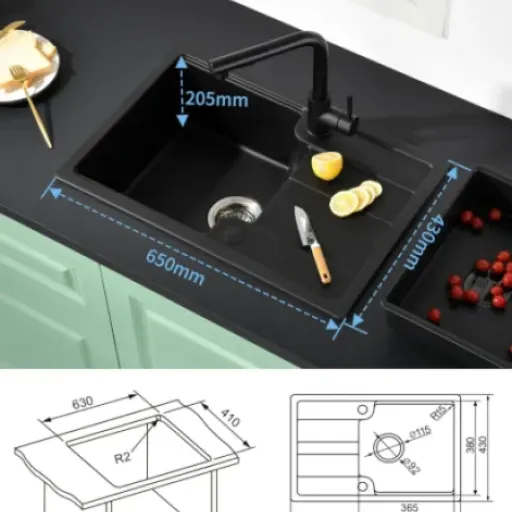 Test Évier Noir Süßren 65x43 : le bac compact qui fait le job pour les petites cuisines