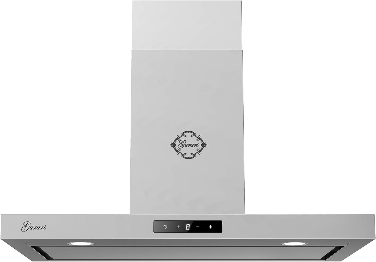 GURARI Hotte murale CH 5001+ recirculation, en acier inoxydable, 90 cm, puissance 1000 m³/h, aspiration périphérique, commande par capteur tactile, hotte aspirante avec mode d'évacuation et de