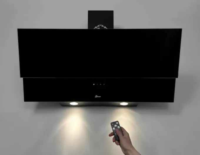 Hotte aspirante Noire 80 cm GURARI GCH D 268 8 Prime/Hotte Inclinée Économique en Énergie Classe A/Hotte Décorative Murale Haute Performance 1000 m³/h avec Évacuation - Recyclage d’air
