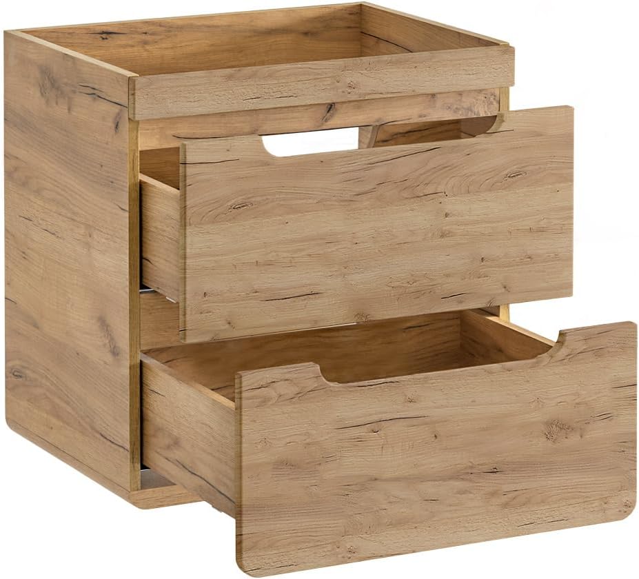 Lomadox Ensemble meuble de lavabo en chêne Wotan, lavabo en céramique, 2 tiroirs à fermeture amortie et étagère, 81 x 76,5 x 46 cm