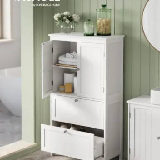 Test VASAGLE Armoire de Salle de Bain BBC551P31 : le petit meuble blanc qui fait le job dans les espaces serrés