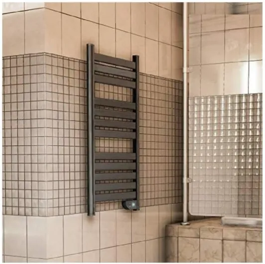 Sèche-Serviettes Électrique ReadyWarm 9050 Twin Towel Steel - 500 W, Faible consommation, Écan LED et minuterie 2h, Gris foncé