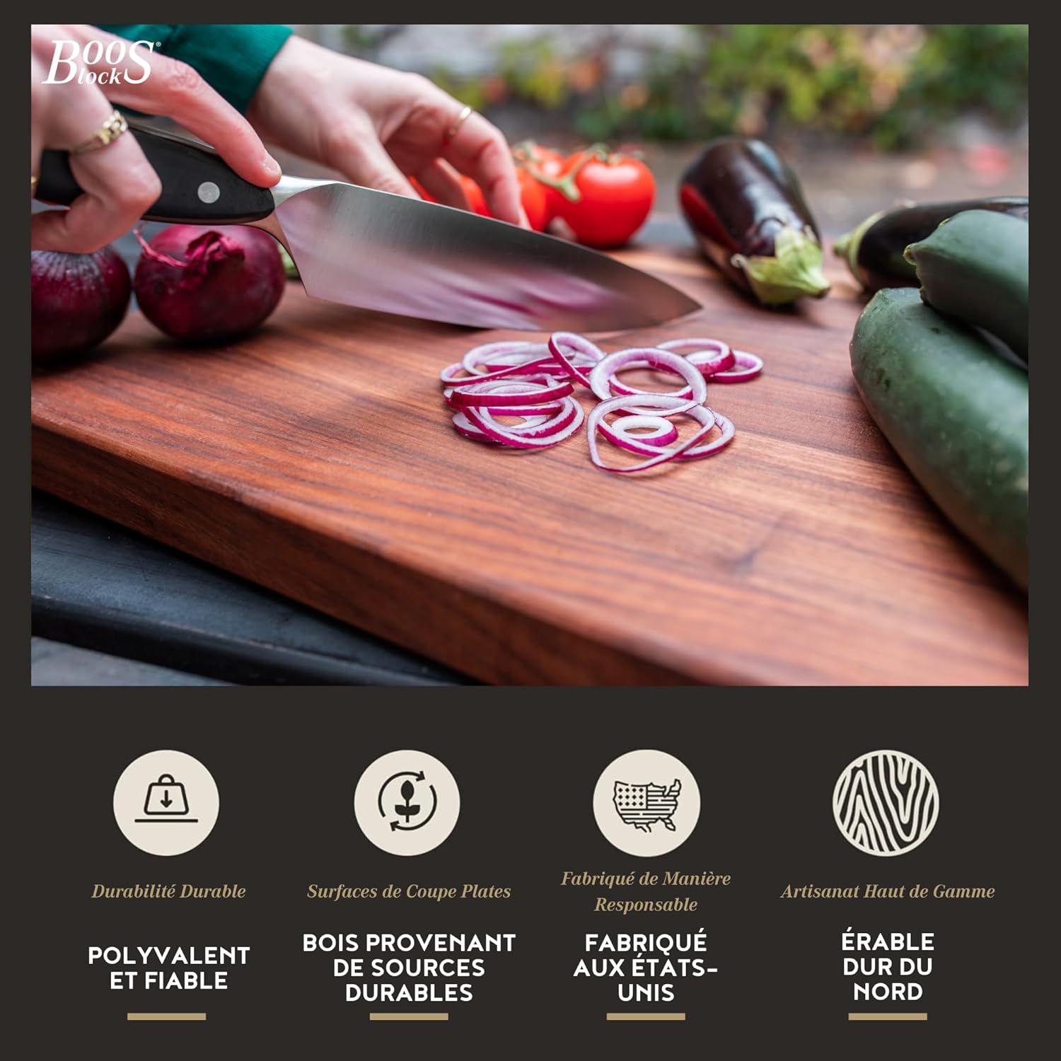 Boos Block Planche a Decouper Noyer - Billot De Boucher - 61 x 46 x 4 cm - Planche a Decouper Professionnelle - Planche En Bois Apero - Planche Bois Massif 61L x 46l cm