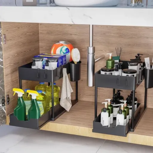 Test Puricon Rangement sous évier 2 étages (lot de 2) : le petit meuble en plastique qui remet un peu d’ordre sous l’évier