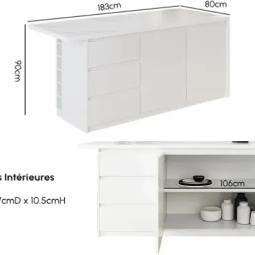 Test Homary Îlot Central 183 cm : gros bloc pratique, pas parfait mais bien fichu