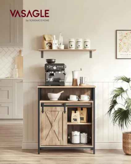 Meuble de Rangement, Buffet Cuisine, Commode, avec Porte Coulissante, 30 x 70 x 80 cm, Étagères Réglables, pour Salon, Marron Camel et Noir d'encre LSC089B50V1 Marron Camel + Noir D'encre Sans Tiroir