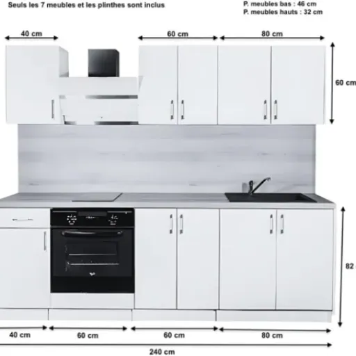 Test Cuisineandcie ECO Blanc Brillant 240 cm : une petite cuisine complète qui fait le job (avec quelques limites)