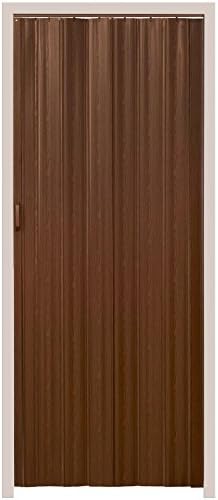 ® Porte accordéon interieur 80x203 cm PVC Recoupable Porte coulissante interieur Porte intérieure Porte coulissante pliante Porte de placard coulissante pour Chambre, salle de bain, dressing Teck - No - 401506