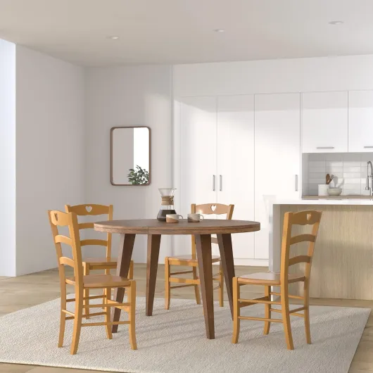 Tommychairs - Set 4 chaises Cuore pour Cuisine, Bar et Salle à Manger, Robuste Structure en Bois de hêtre peindré en Couleur chêne et Assise en Bois Set de 4 chaises Chene