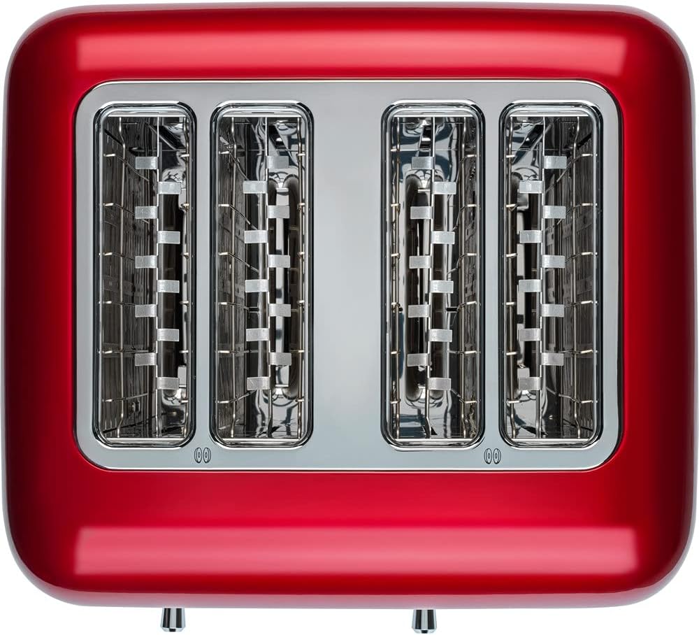Grille pain pour 4 tranches - Artisan - 7 niveaus de brunnage et fonction décongélation - Vintage design - 4 Large fentes - Toaster avec porte-sandwich - Pomme d'amour