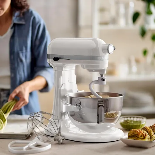 Robot Pâtissier Heavy Duty 5.2L, Corps & Engrenages Tout Métal, 11 Vitesses, Flex Edge, 67 Points de Contact, Blanc