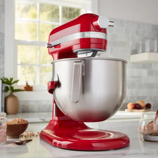 Robot Pâtissier Professionnel 6.6L Relevage Bol, Engrenages Tout Métal, 11 Vitesses, Démarrage Progressif, Protection Surchauffe, Rouge Empire